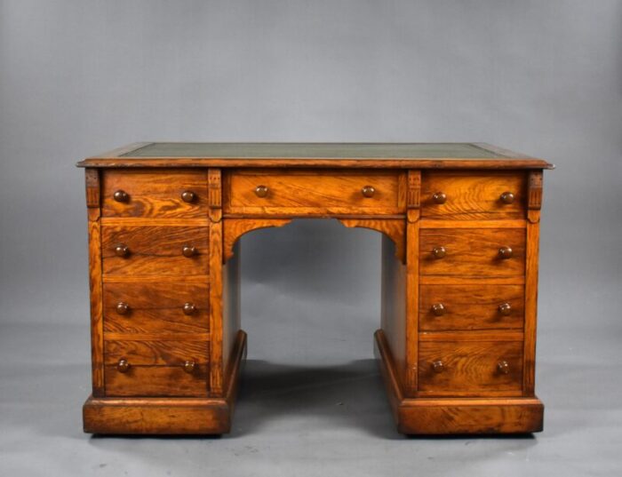 19th century victorian english oak writing desk 8918