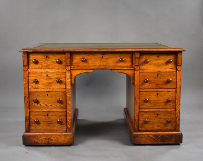 19th century victorian english oak writing desk 9496