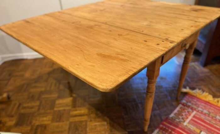 19thc natural pine drop leaf table 5217