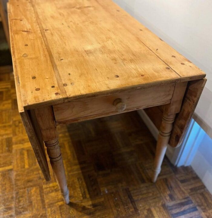 19thc natural pine drop leaf table 6587