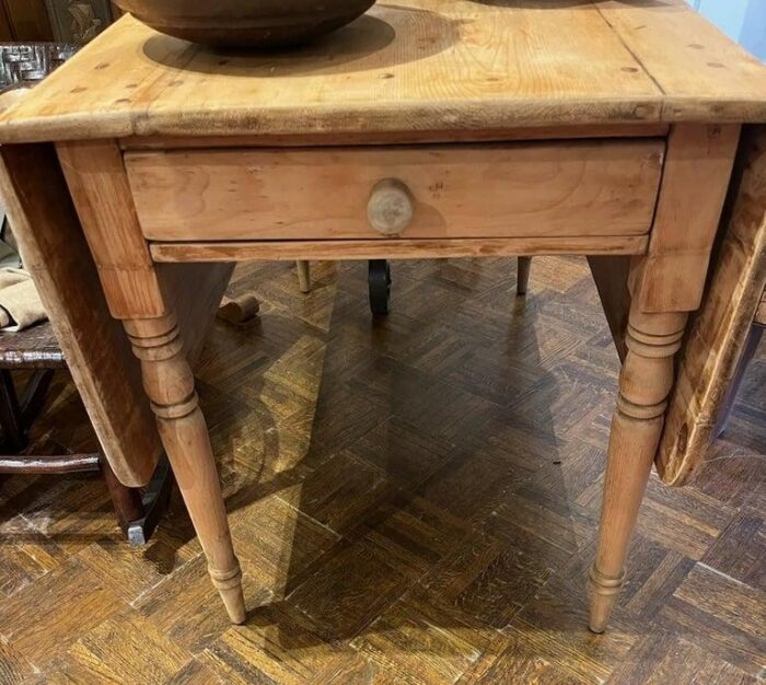 19thc natural pine drop leaf table 8548