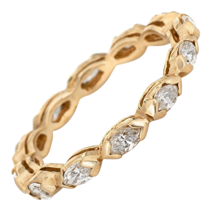 1ct marquise diamond eternity ring sz 7 vintage 14k yellow gold band jewelry 3701