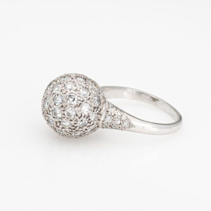 1ct pave diamond orb ring vintage platinum cocktail ball sphere jewelry sz 5 3234