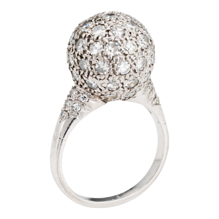 1ct pave diamond orb ring vintage platinum cocktail ball sphere jewelry sz 5 8123