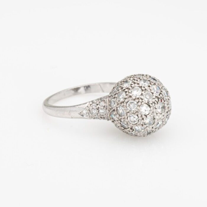 1ct pave diamond orb ring vintage platinum cocktail ball sphere jewelry sz 5 8964