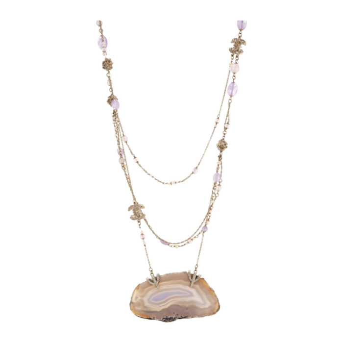 2012 chanel agate multi strand necklace long 35 graduated crystals 0194