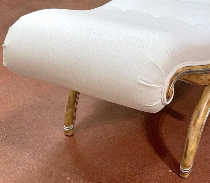 20th century french modern bleached and silverleaf curule bench with cashmere upholstery 4100