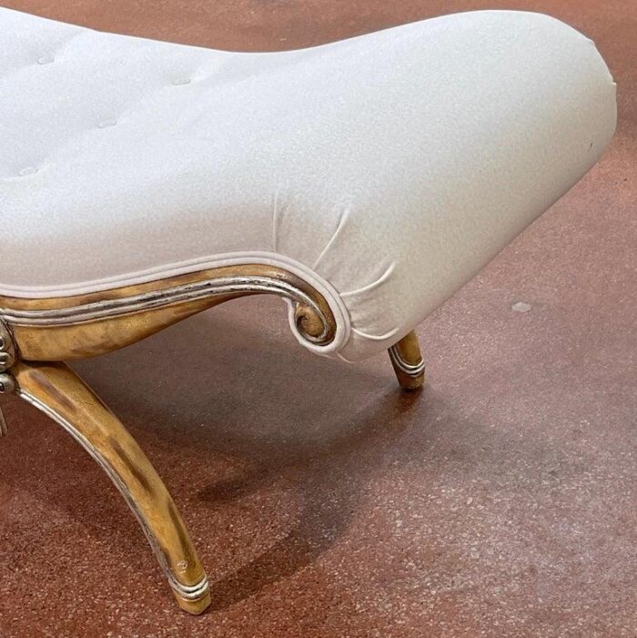 20th century french modern bleached and silverleaf curule bench with cashmere upholstery 7180