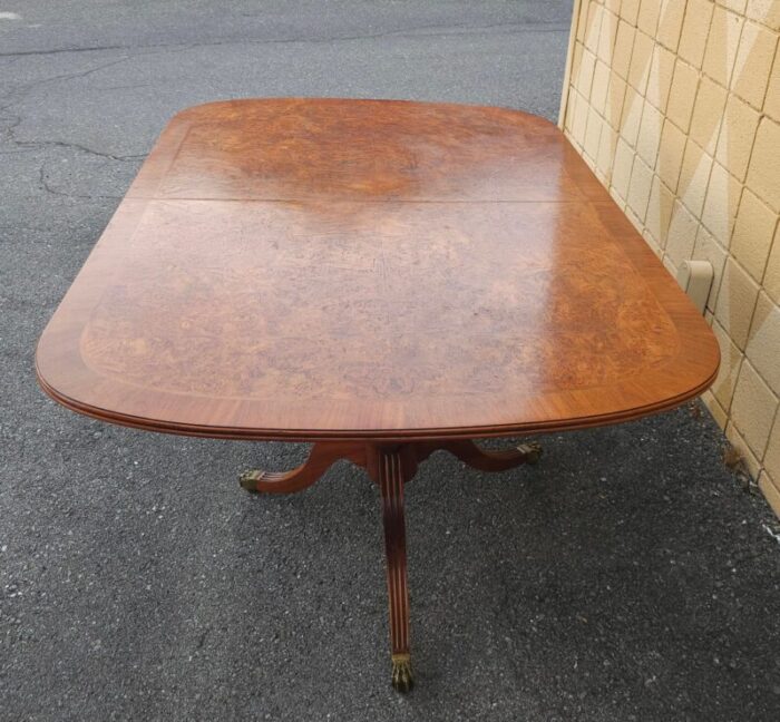 20th century henkel harris georgian style crossbanded and burl mahogany extension dining table 7478