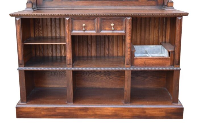 20th century jacobean style english carved oak bar 0851