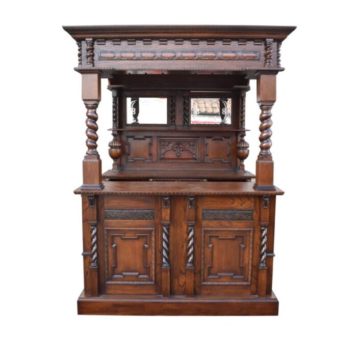 20th century jacobean style english carved oak bar 2298