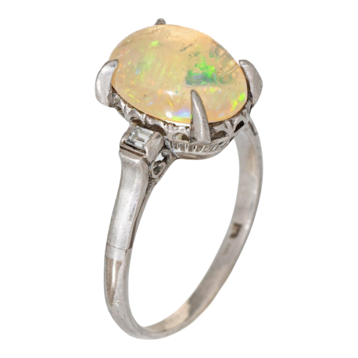 275ct natural jelly opal diamond ring platinum estate fine jewelry sz 6 2446