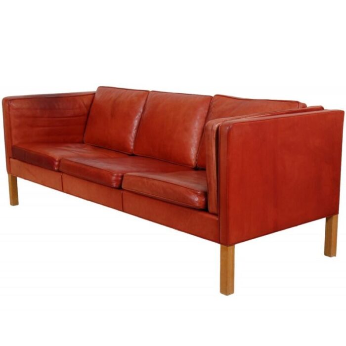 3 seater 2333 sofa in indian red aniline leather from brge mogensen 1849