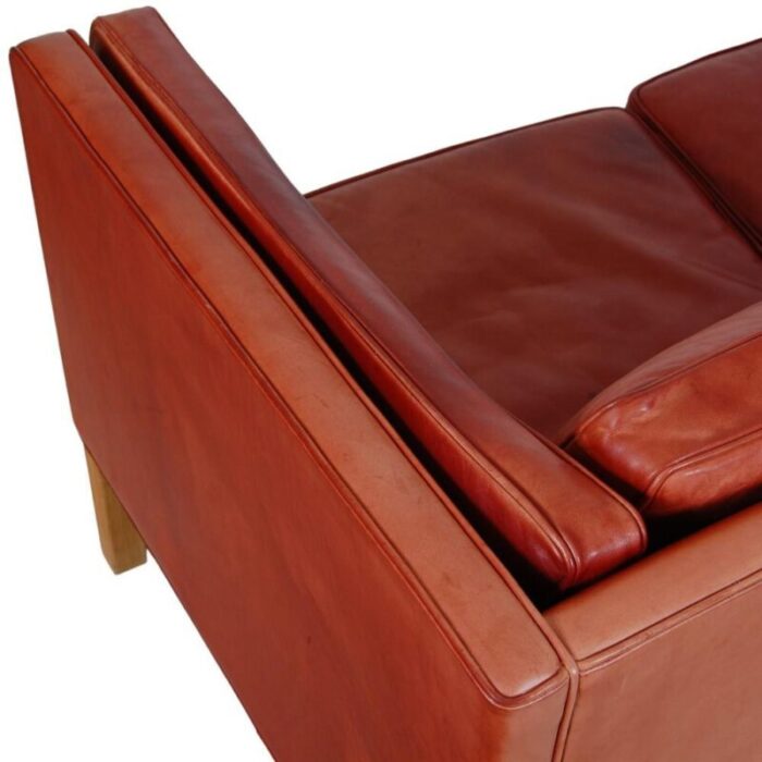 3 seater 2333 sofa in indian red aniline leather from brge mogensen 4401