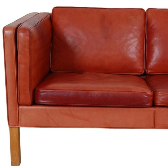 3 seater 2333 sofa in indian red aniline leather from brge mogensen 5898