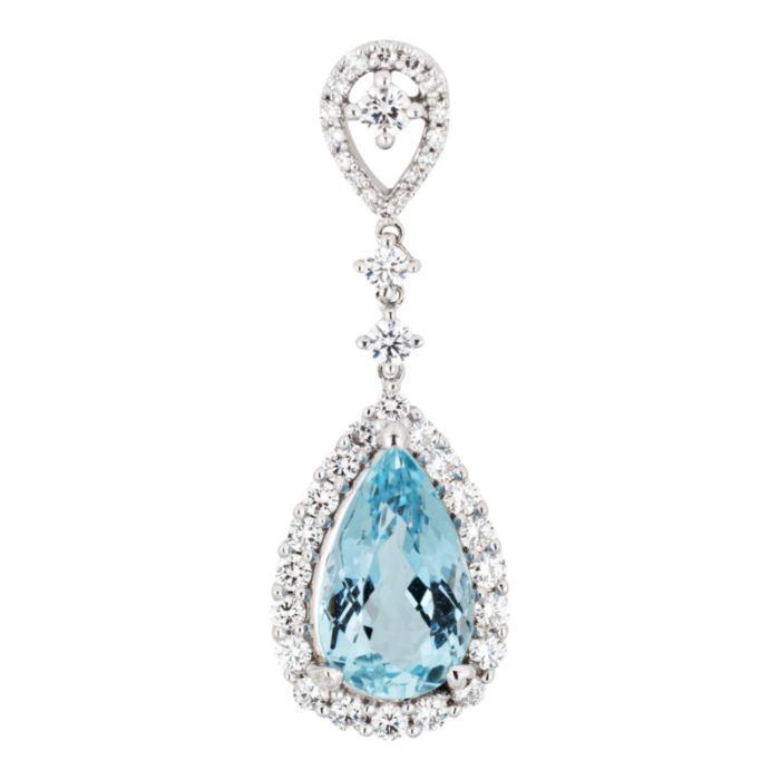 335ct aquamarine diamond pendant estate 18k white gold pear fine jewelry 4727