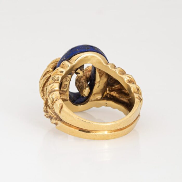 70s lapis lazuli ring oval vintage 18k yellow gold sz 675 fine estate jewelry 1617