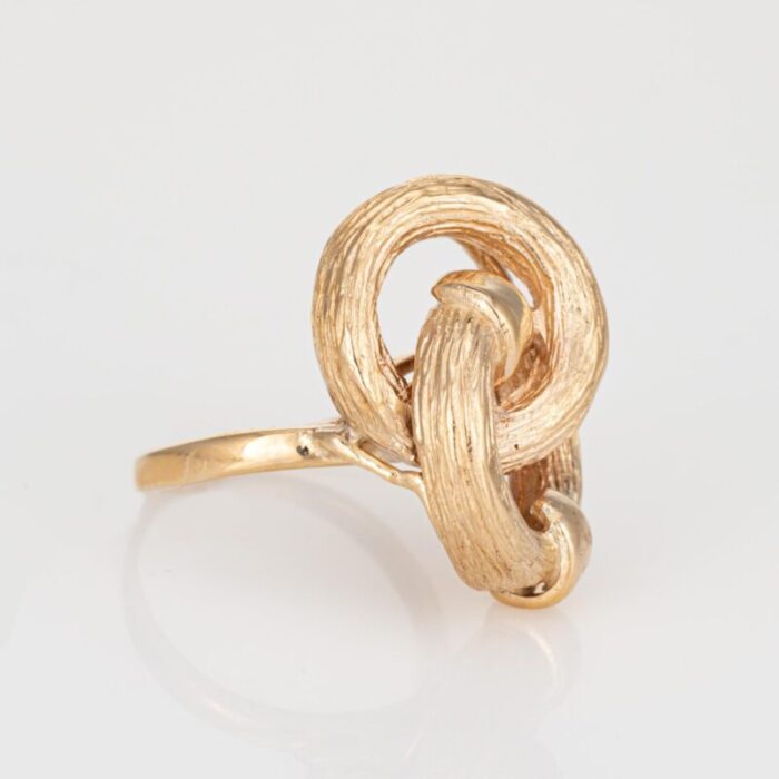 70s vintage infinity knot ring 14k yellow gold 9 estate cocktail fine jewelry 6495