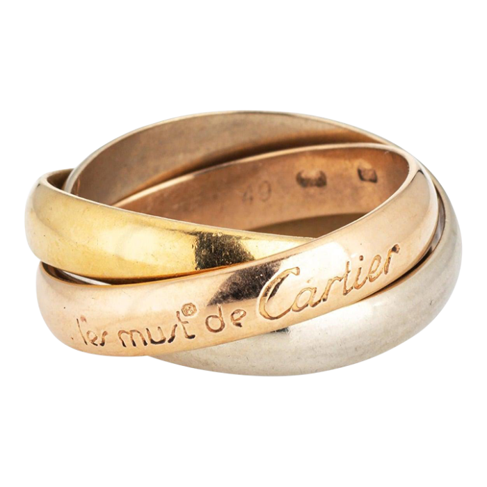 80s les must de cartier trinity ring sz 4 34 eu 49 18k gold vintage jewelry 3878