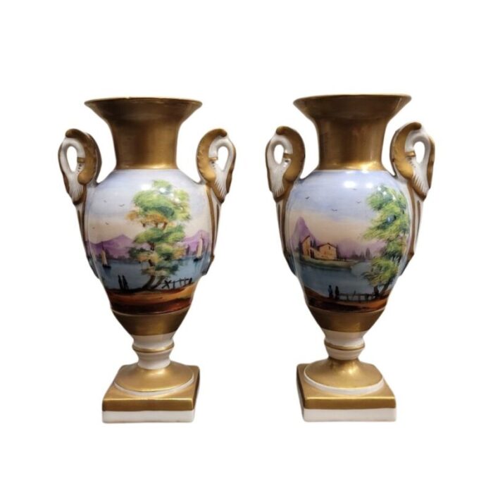 9th century porcelain vases vieux paris france set of 2 1