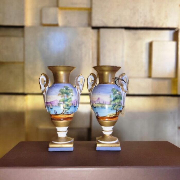 9th century porcelain vases vieux paris france set of 2 2