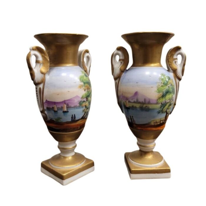 9th century porcelain vases vieux paris france set of 2 3