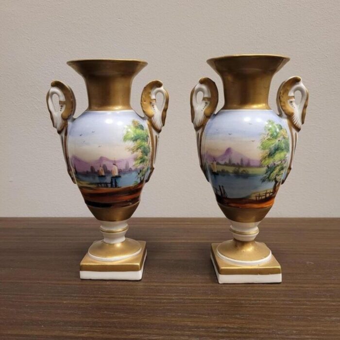 9th century porcelain vases vieux paris france set of 2 5