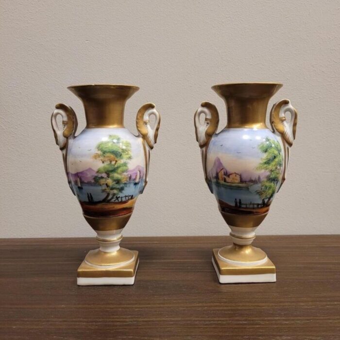 9th century porcelain vases vieux paris france set of 2 7