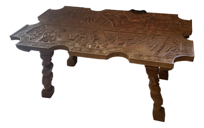 africanist carved wooden coffee table 3760