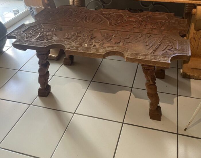 africanist carved wooden coffee table 8471