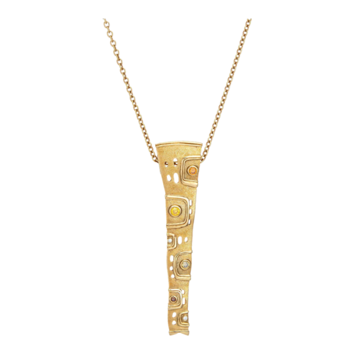 alex sepkus colored diamond pendant necklace estate 18k yellow gold jewelry 7016