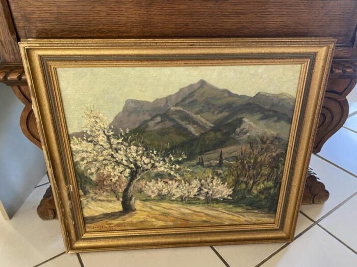 amandiers en provence oil 1950s framed 1383