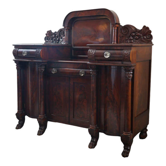 american empire quervelle neoclassical greco flame mahogany sideboard c1840 1343