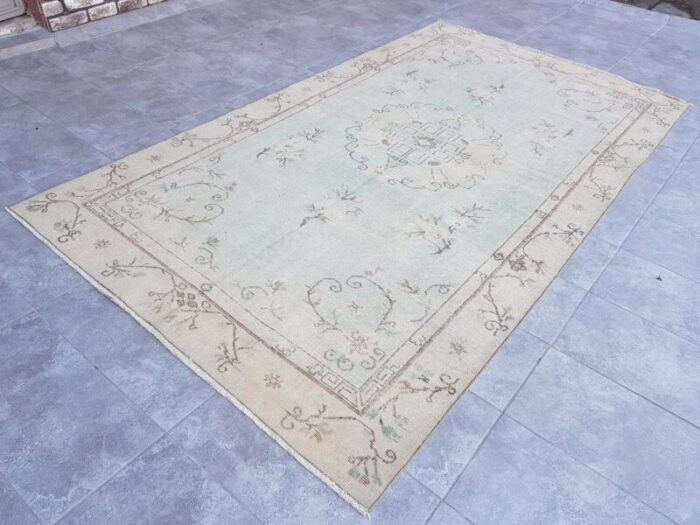 anatolian pastel green oushak rug 1960 1