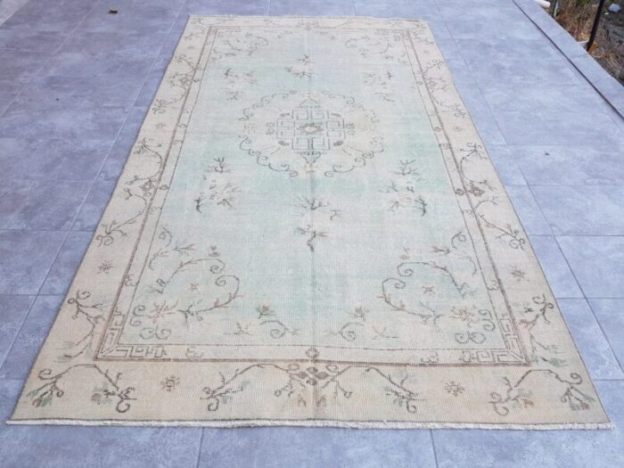 anatolian pastel green oushak rug 1960 2