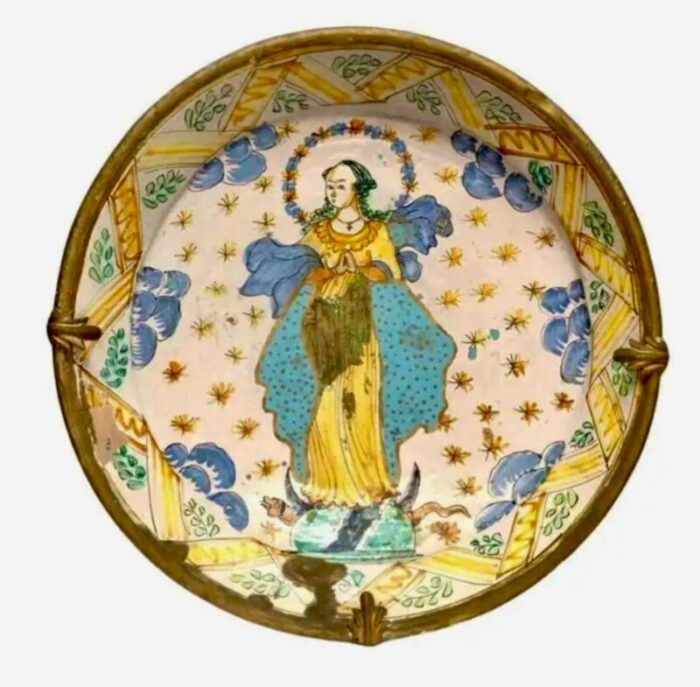 ancient italian faience majolica charger very large 4073