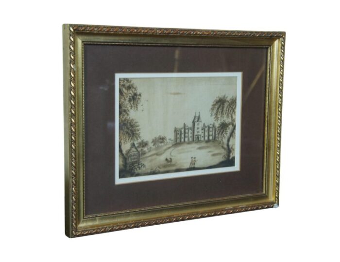 antique 18th century 1792 watercolor castle landscape cheshire england framed 6621