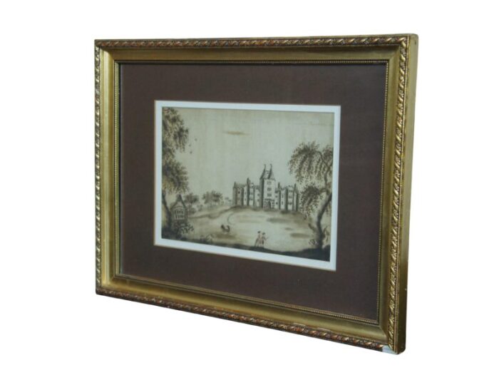 antique 18th century 1792 watercolor castle landscape cheshire england framed 9030