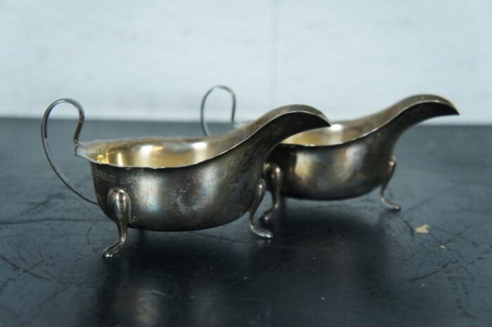 antique 1936 edward viner sterling silver gravy sauce boats and ladles box set 4 pieces 1912