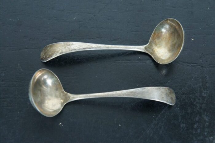 antique 1936 edward viner sterling silver gravy sauce boats and ladles box set 4 pieces 6726