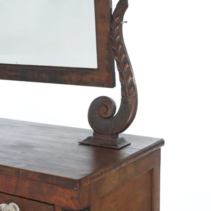 antique american empire carved mahogany dressing table with mirror c1840 0323