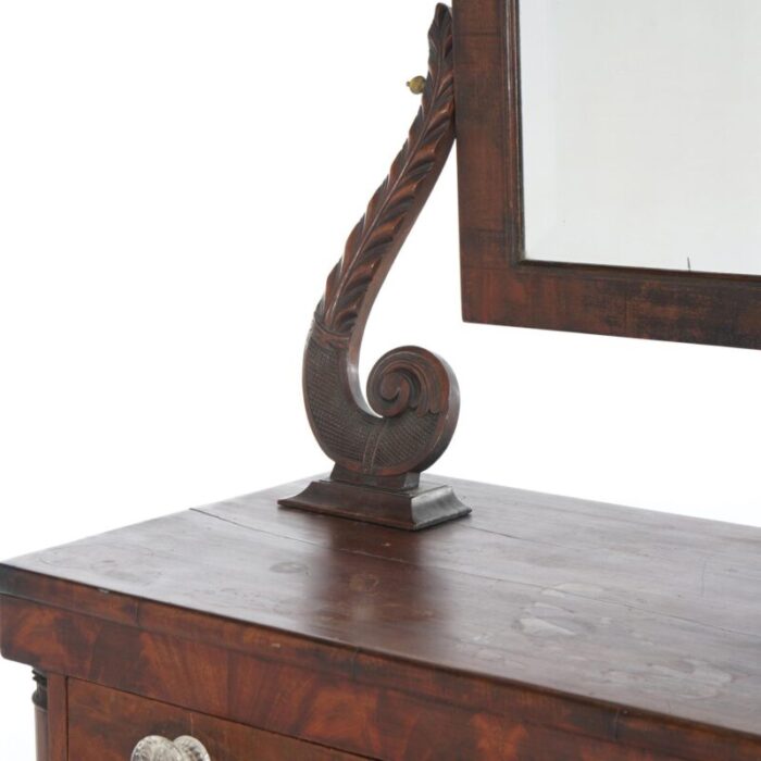 antique american empire carved mahogany dressing table with mirror c1840 3191