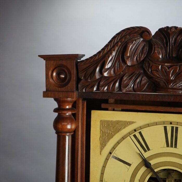 antique birge and mallory flame mahogany open escapement mantle clock circa 1840 5637