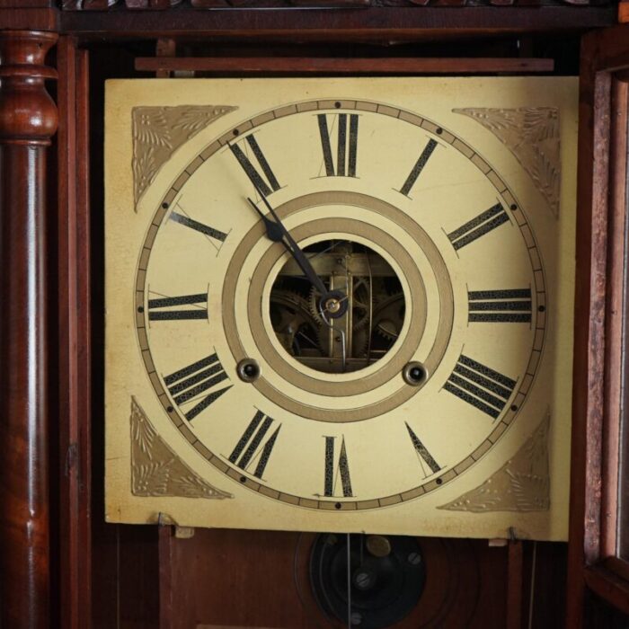 antique birge and mallory flame mahogany open escapement mantle clock circa 1840 8870