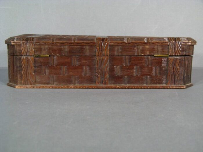 antique black forest carved wooden glove box 1920s 5