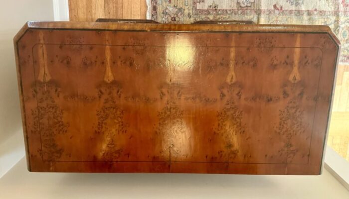 antique burlwood chest of drawers with sunrise inlay 4431