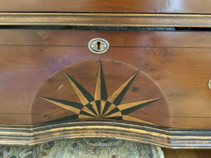 antique burlwood chest of drawers with sunrise inlay 6633