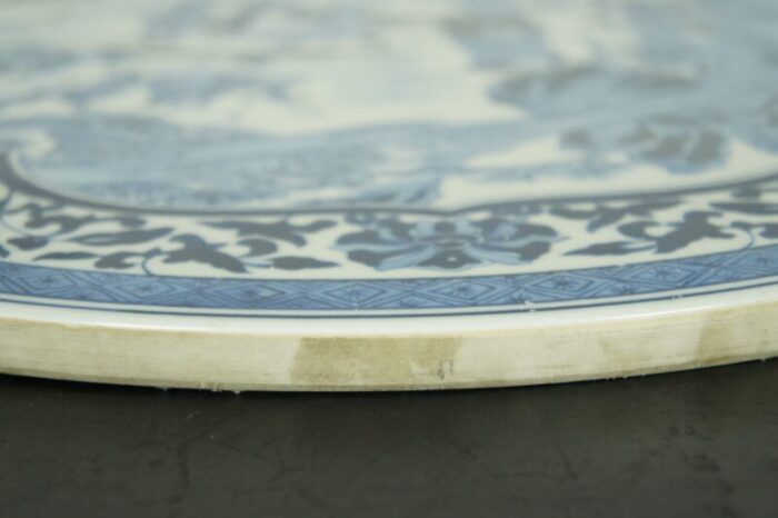 antique chinese blue and white porcelain daoist immortals charger plaque 3542