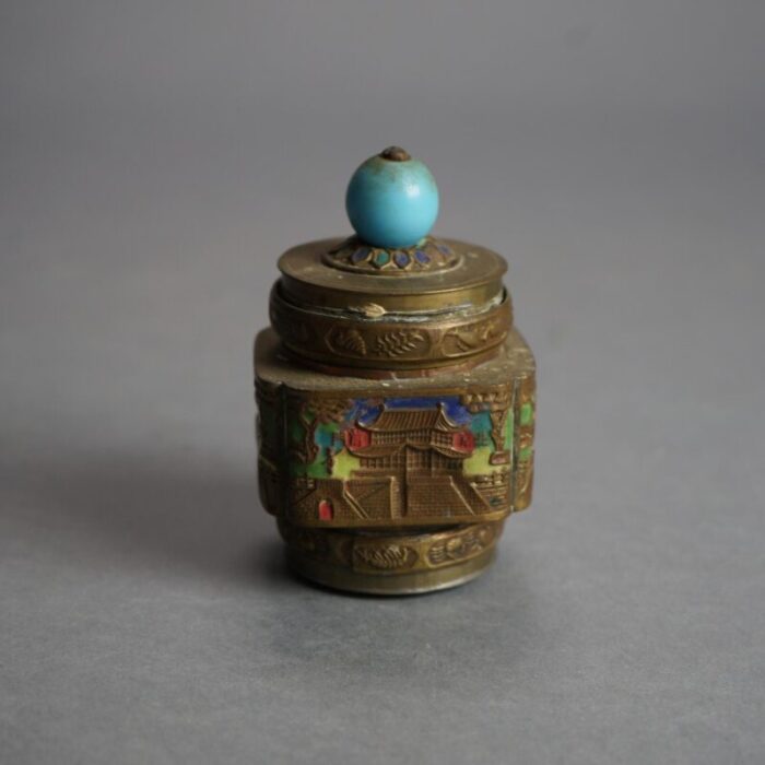 antique chinese bronze and enameled scent jars c1920 set of 6 2889