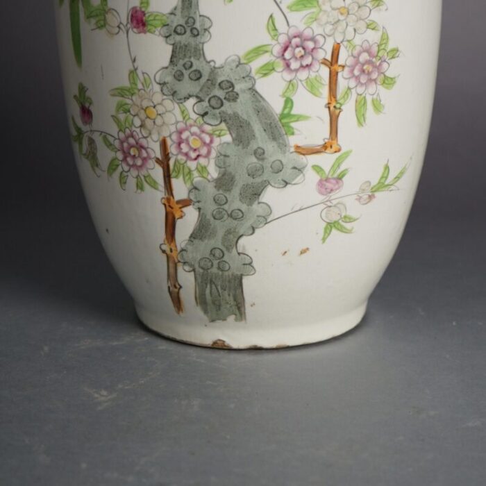 antique chinese hand decorated porcelain floor vase with garden scene circa 1920 5208